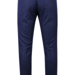 Pantalone con pince in lana blu gessata retro