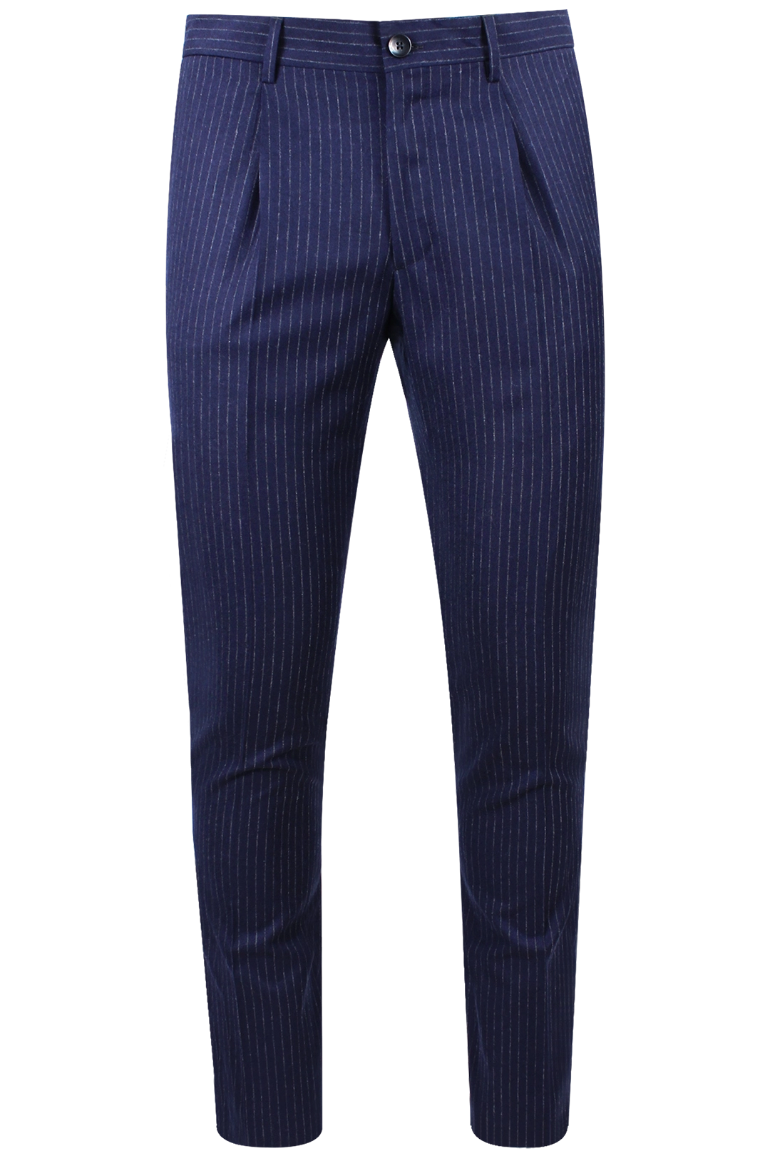 Pantalone con pince in lana blu gessata