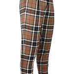 Pantalone una pince in lana tartan cammello lato