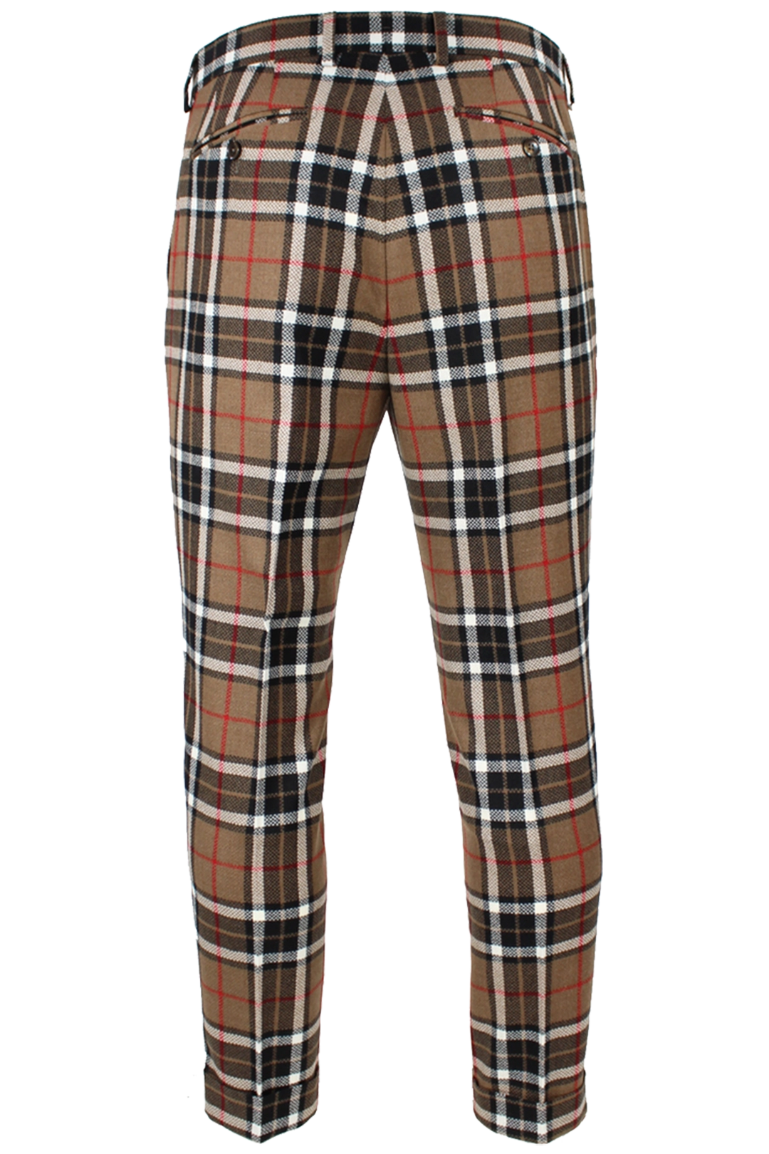 Pantalone una pince in lana tartan cammello retro