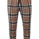 Pantalone una pince in lana tartan cammello