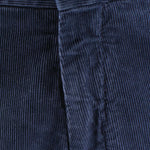 Pantalone in velluto millerighe blu patta