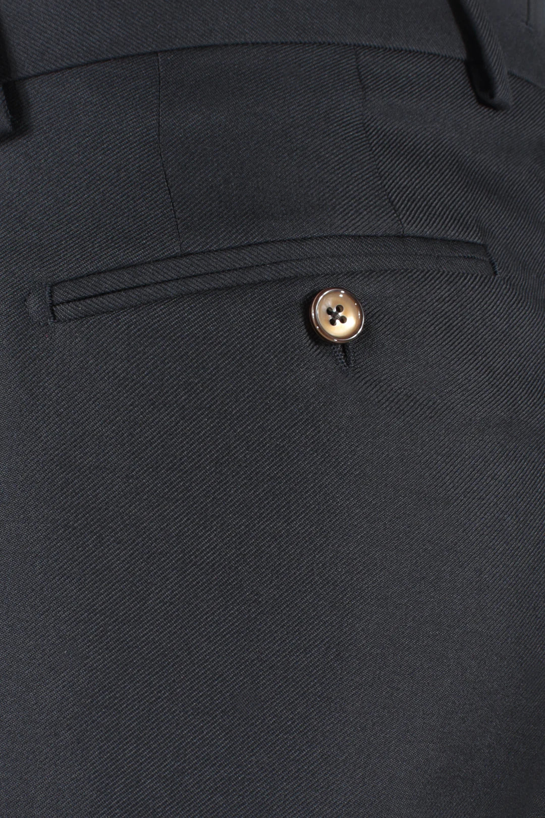 Pantalone loose fit con pince in lana nera taschino