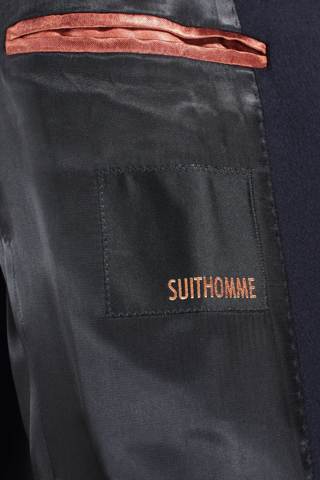 Cappotto doppiopetto in lana blu navy brand