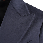 Cappotto doppiopetto in lana blu navy rever