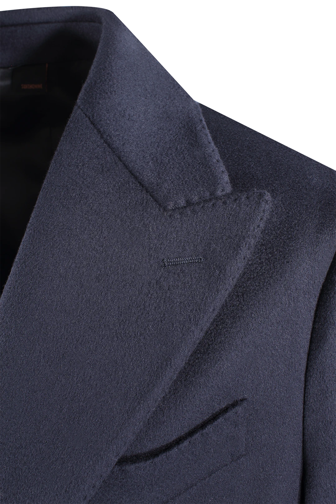 Cappotto doppiopetto in lana blu navy rever