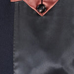 Cappotto doppiopetto in lana blu navy taschino
