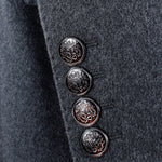 Cappotto doppiopetto in lana grigio antracite manica