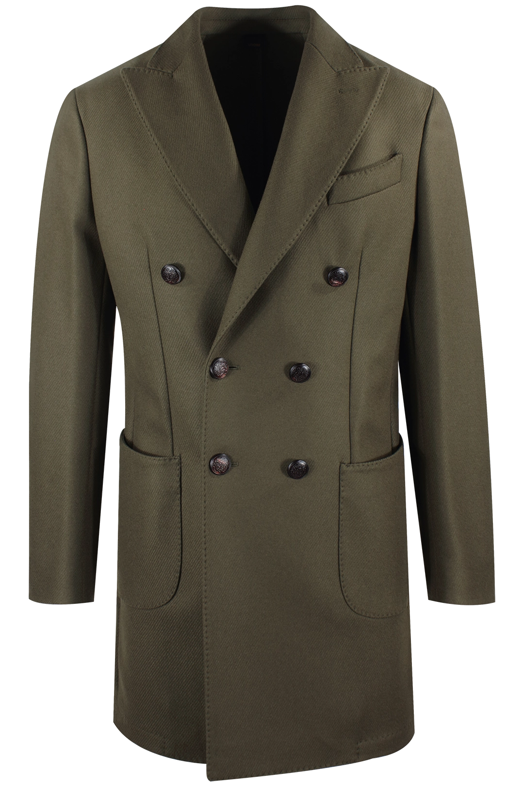 Cappotto doppiopetto in lana verde militare