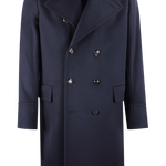 Cappotto doppiopetto in pura lana blu notte