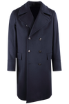 Cappotto doppiopetto in pura lana blu notte