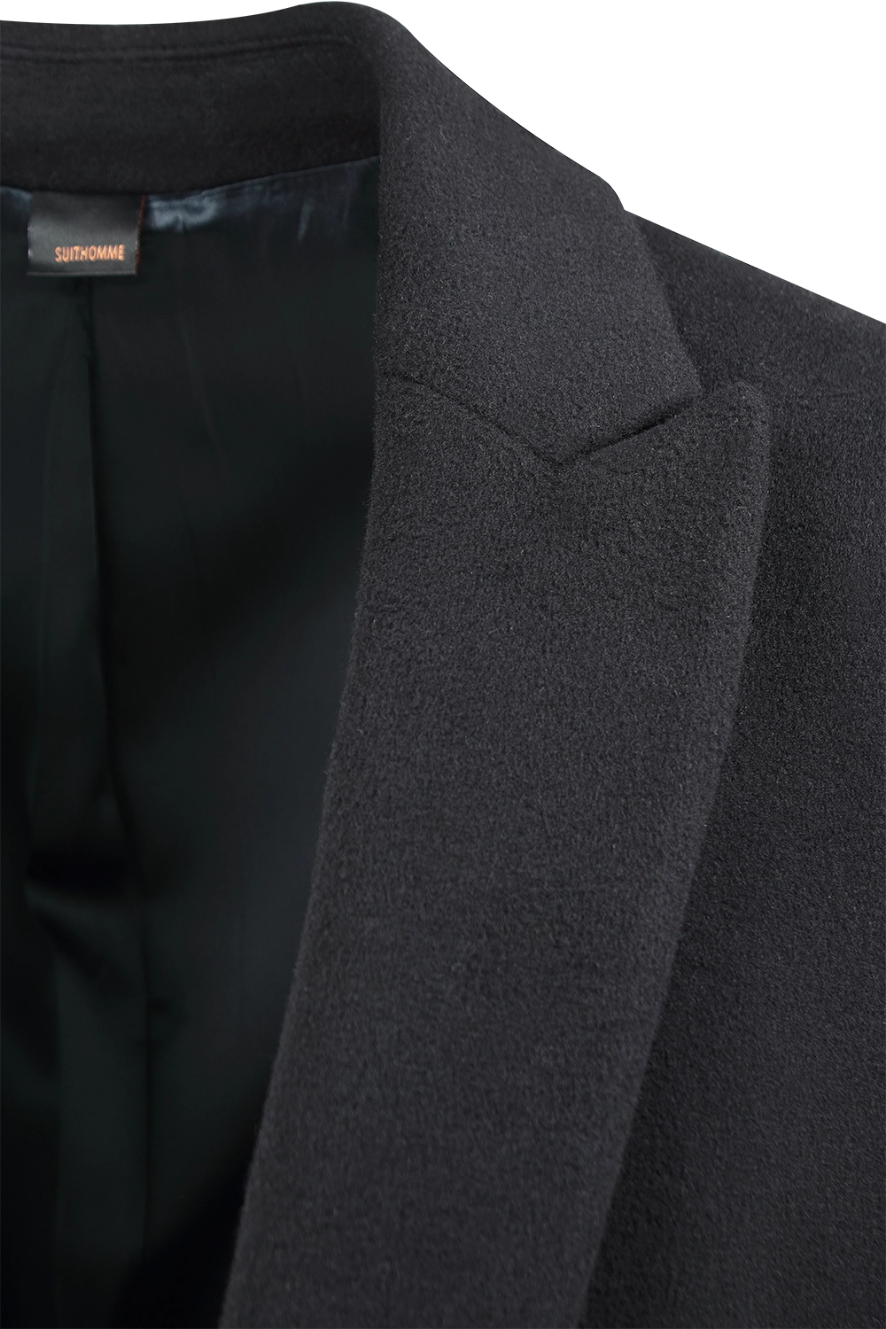 Cappotto doppiopetto in pura lana nera rever