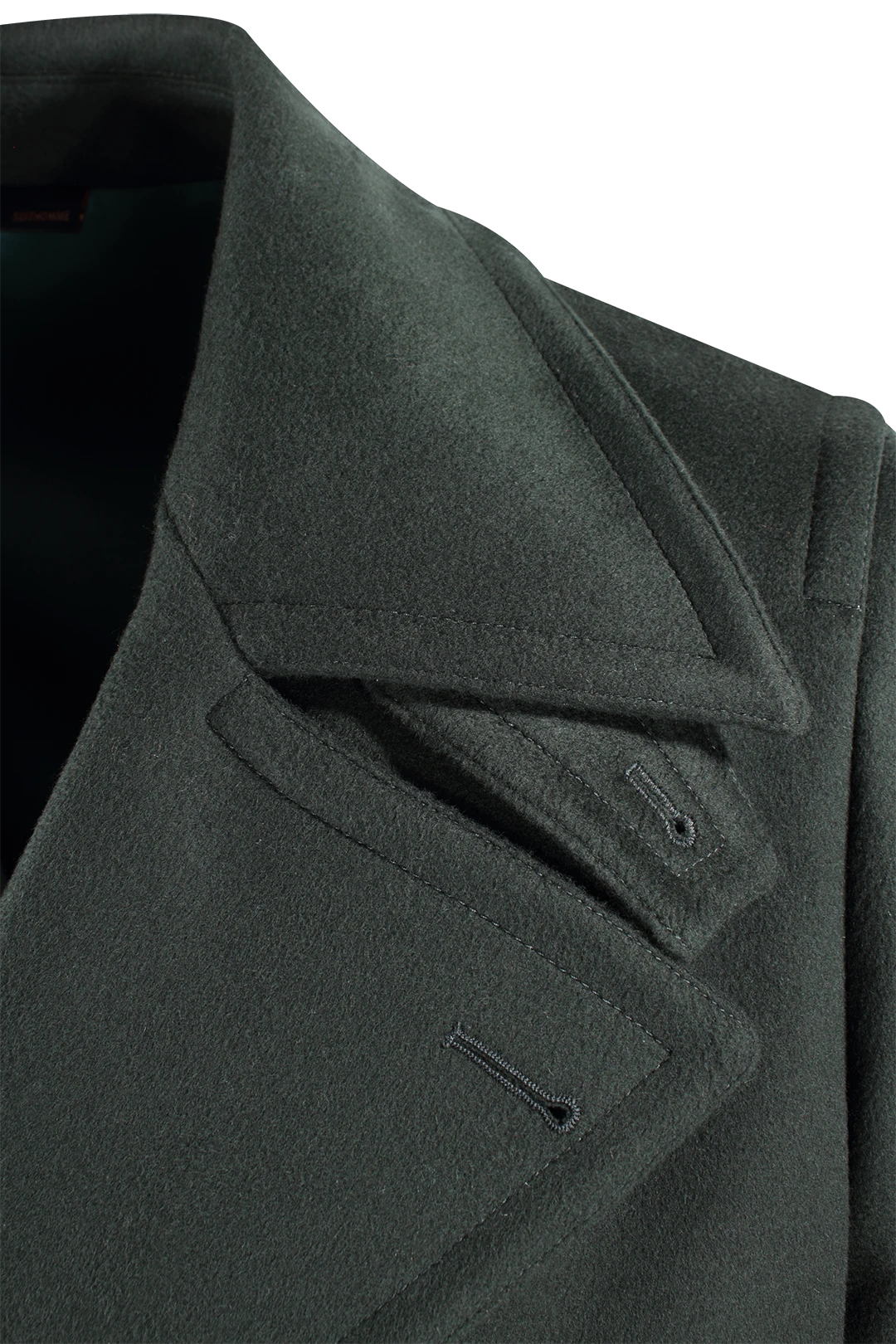 Cappotto doppiopetto in pura lana verde rever