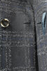 Cappotto doppiopetto in lana mohair nera a quadri chiusura