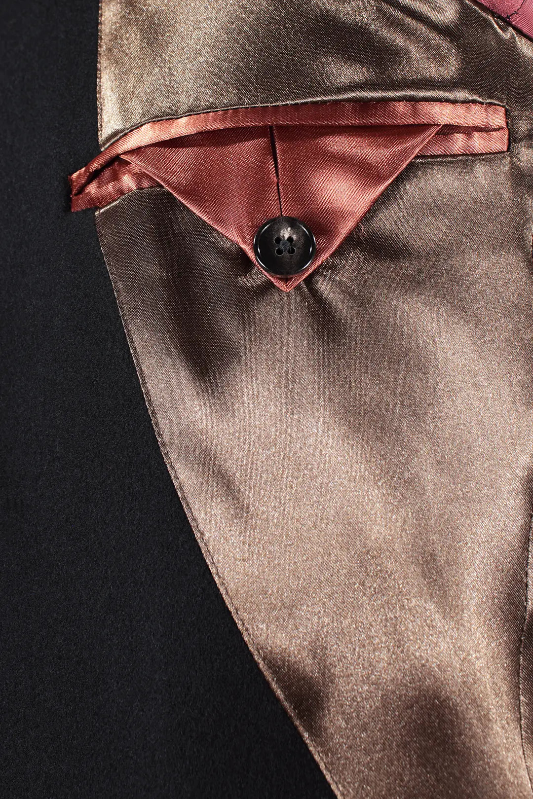 Cappotto peacoat in lana nera taschino