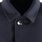 Cappotto spolverino in pura lana blu notte colletto