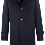 Cappotto spolverino in pura lana blu notte