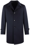 Cappotto spolverino in pura lana blu notte