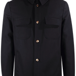 Giacca camicia in lana blu notte