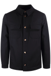 Giacca camicia in lana blu notte