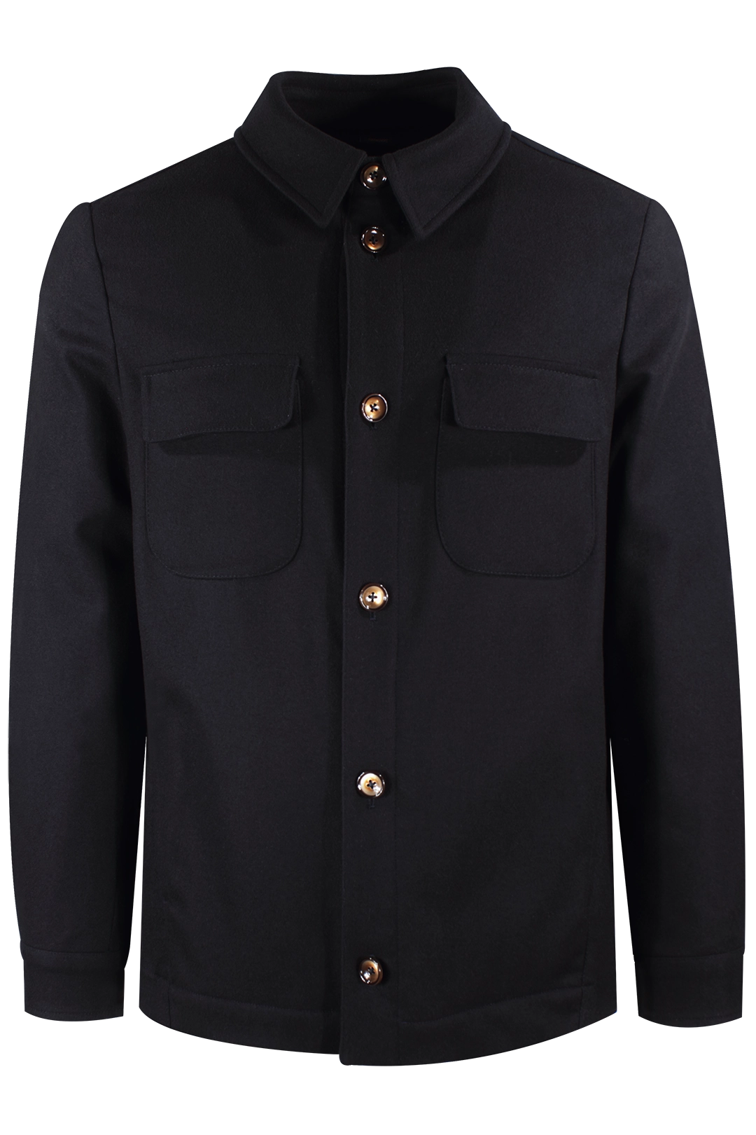 Giacca camicia in lana blu notte