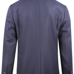 Giacca doppiopetto in cotone blu spigato retro