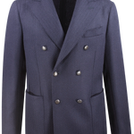 Giacca doppiopetto in cotone blu spigato
