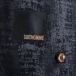 Giacca doppiopetto in lana camouflage blu brand