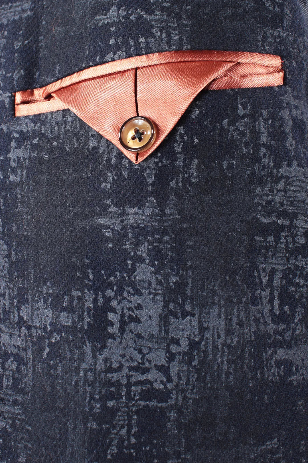 Giacca doppiopetto in lana camouflage blu taschino