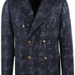 Giacca doppiopetto in lana camouflage blu
