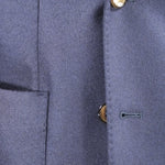 Giacca doppiopetto in pura lana blu tasca