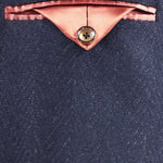 Giacca doppiopetto lana blu spigata taschino