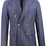 Giacca doppiopetto lana blu spigata