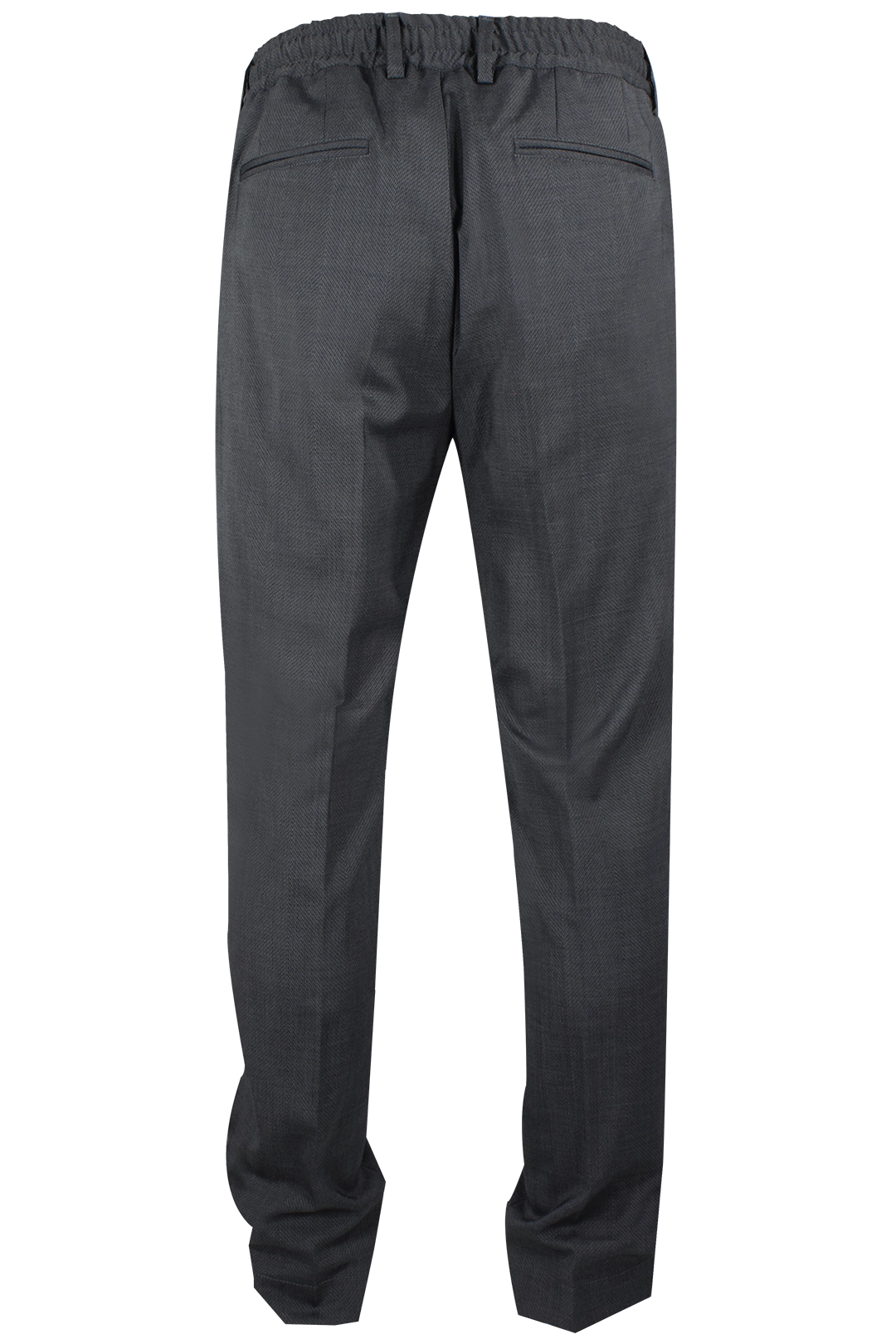 Pantalone con coulisse in lana grigio microfantasia retro