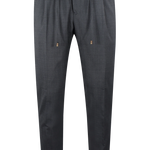 Pantalone con coulisse in lana grigio microfantasia