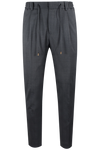 Pantalone con coulisse in lana grigio microfantasia