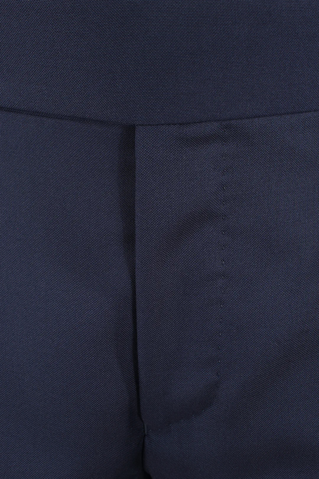 Pantalone con due pince e fibbie laterali in lana blu notte patta