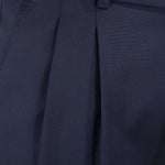 Pantalone con due pince e fibbie laterali in lana blu notte pince