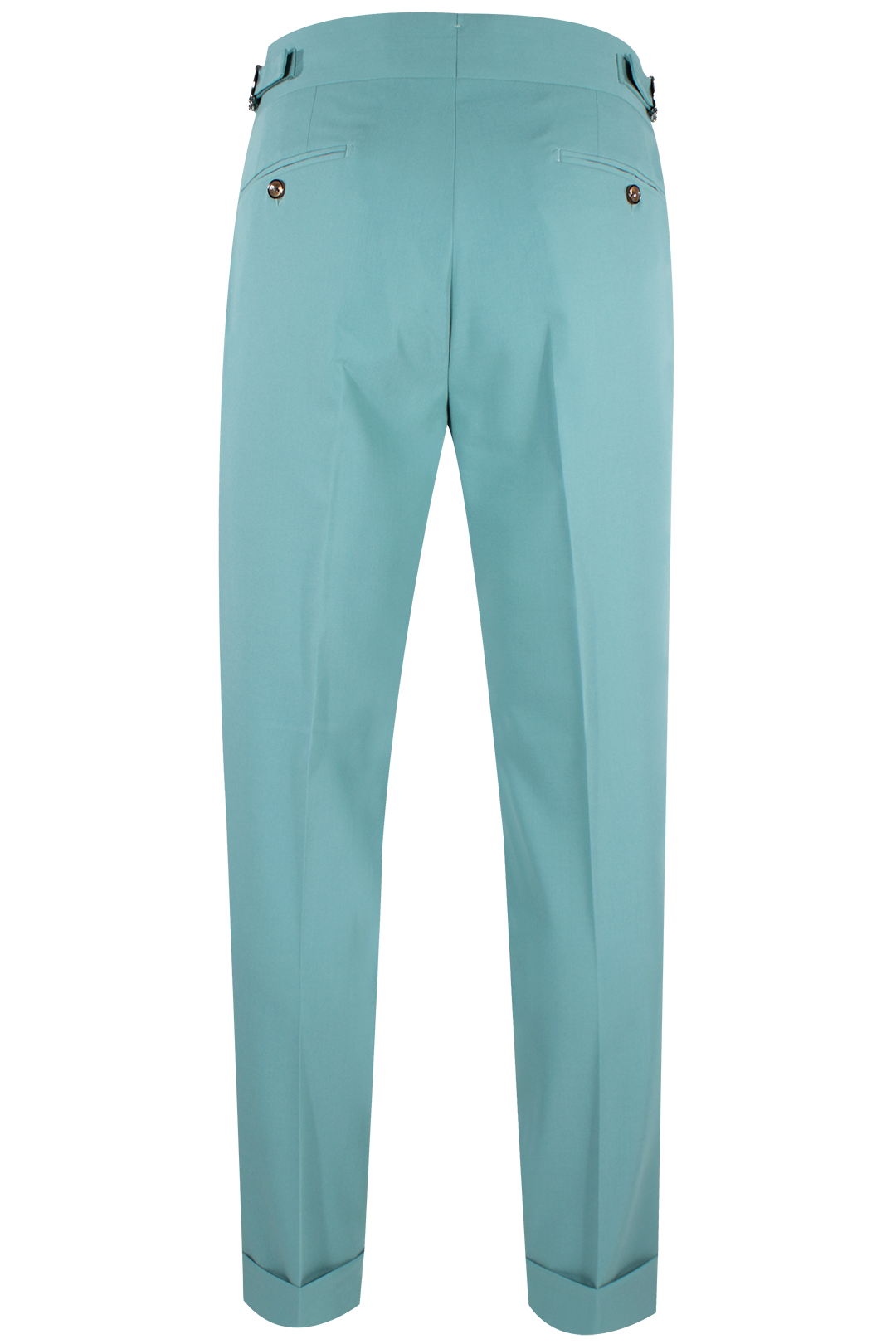 Pantalone con fibbie laterali in jersey verde acqua retro