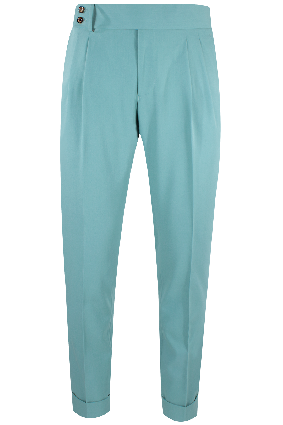 Pantalone con fibbie laterali in jersey verde acqua