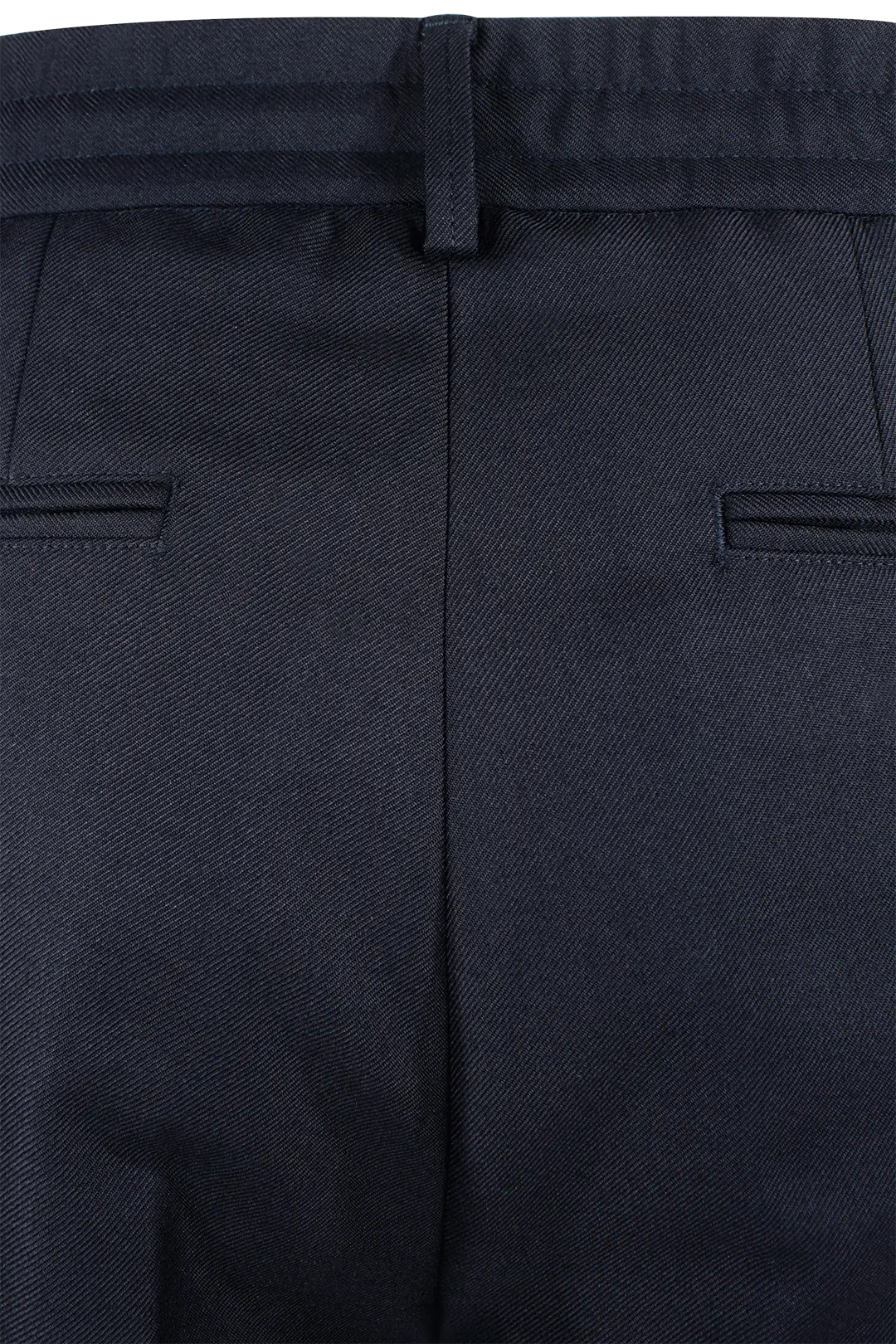 Pantalone con pince in lana blu notte tessuto