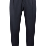 Pantalone con pince in lana blu notte