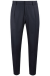 Pantalone con pince in lana blu notte