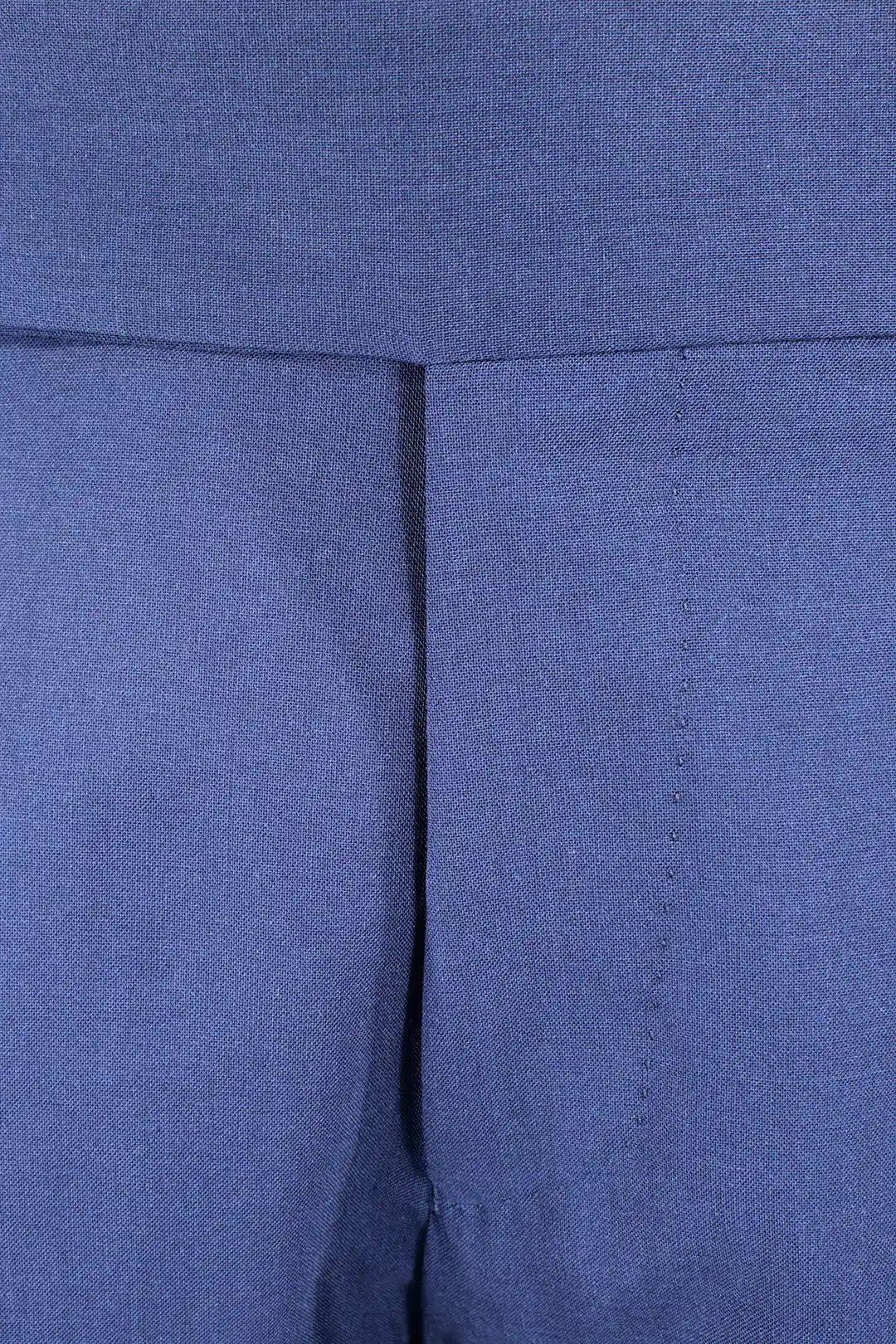 Pantalone con pince in tela di lana blu patta