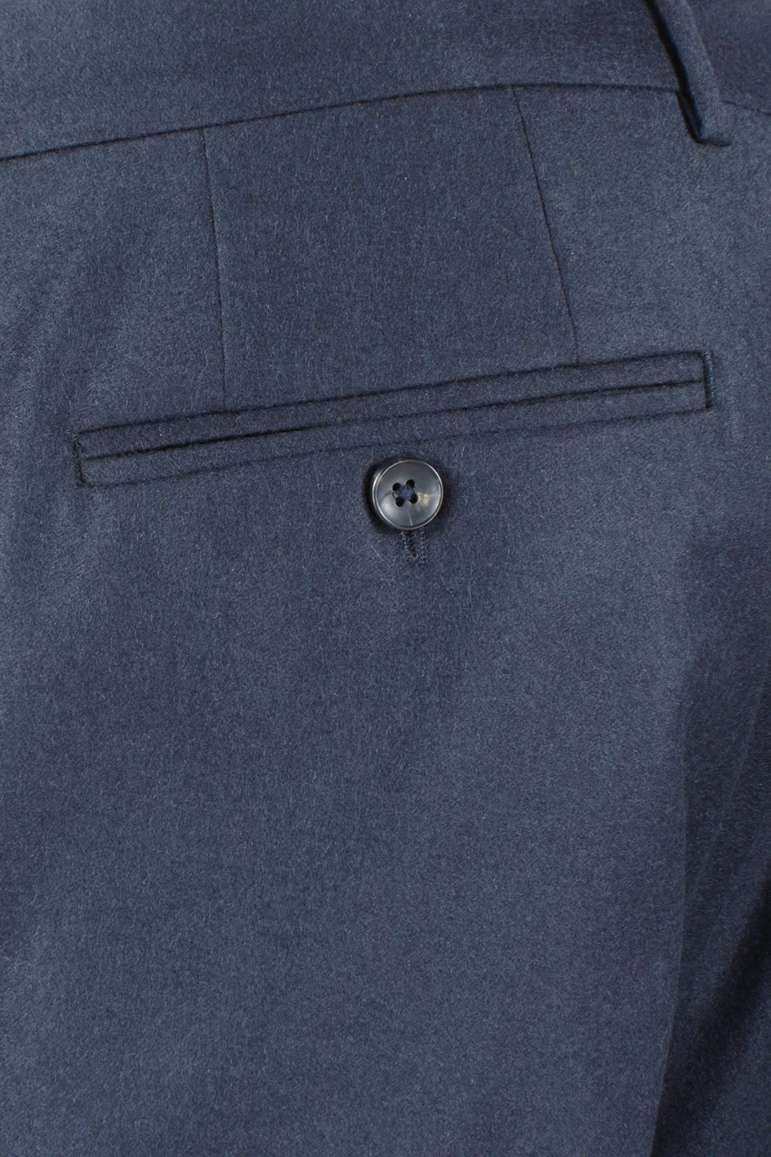 Pantalone in flanella di lana blu taschino