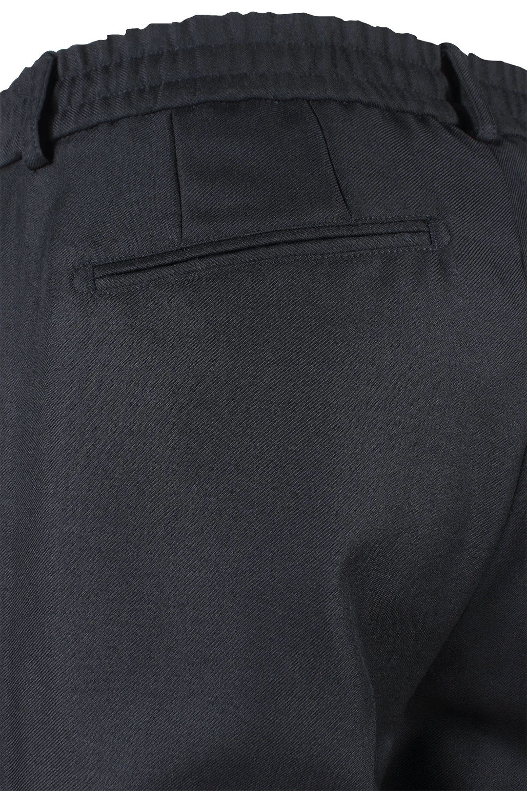 Pantalone con pince in lana nera taschino