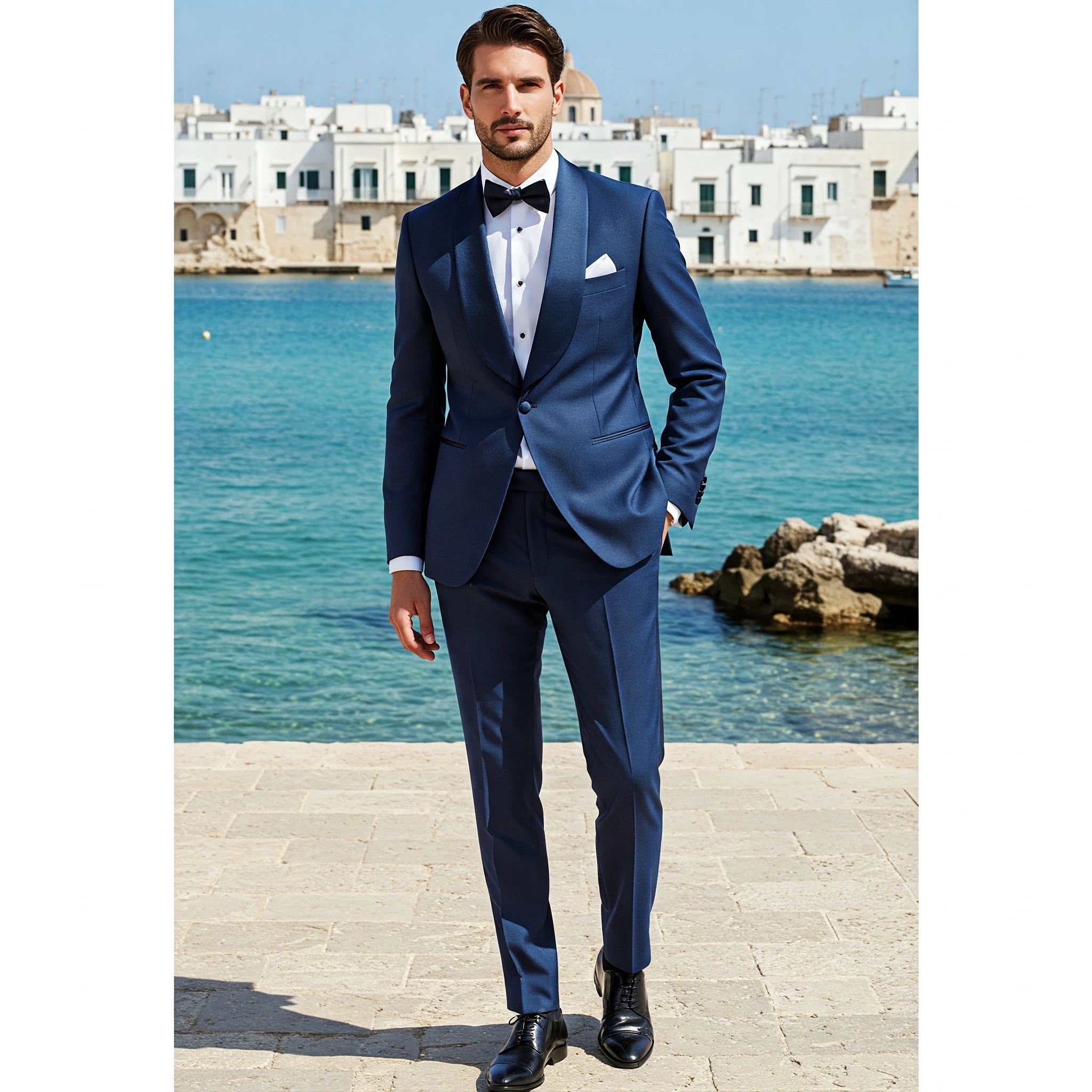 Abito Cerimonia Vestito Blu Gessato Uomo Vestiti Uomo Abito