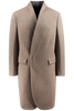 Cappotto sciallato in lana e cashmere tortora