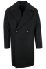 Cappotto over doppiopetto cinta in lana nera