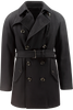 cappotto trench doppiopetto in lana nera
